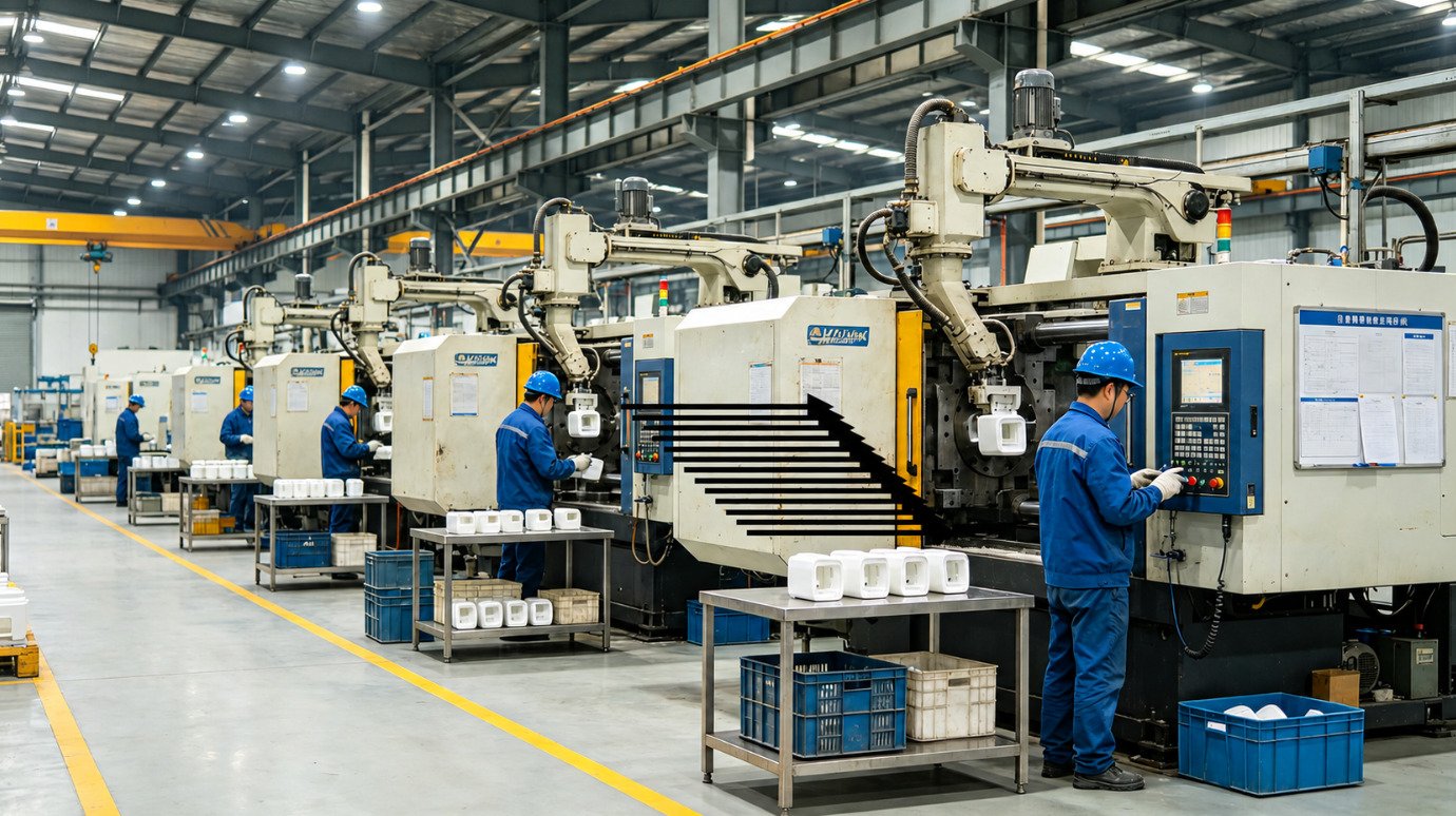Automated production equipment inside the manufacturing facility